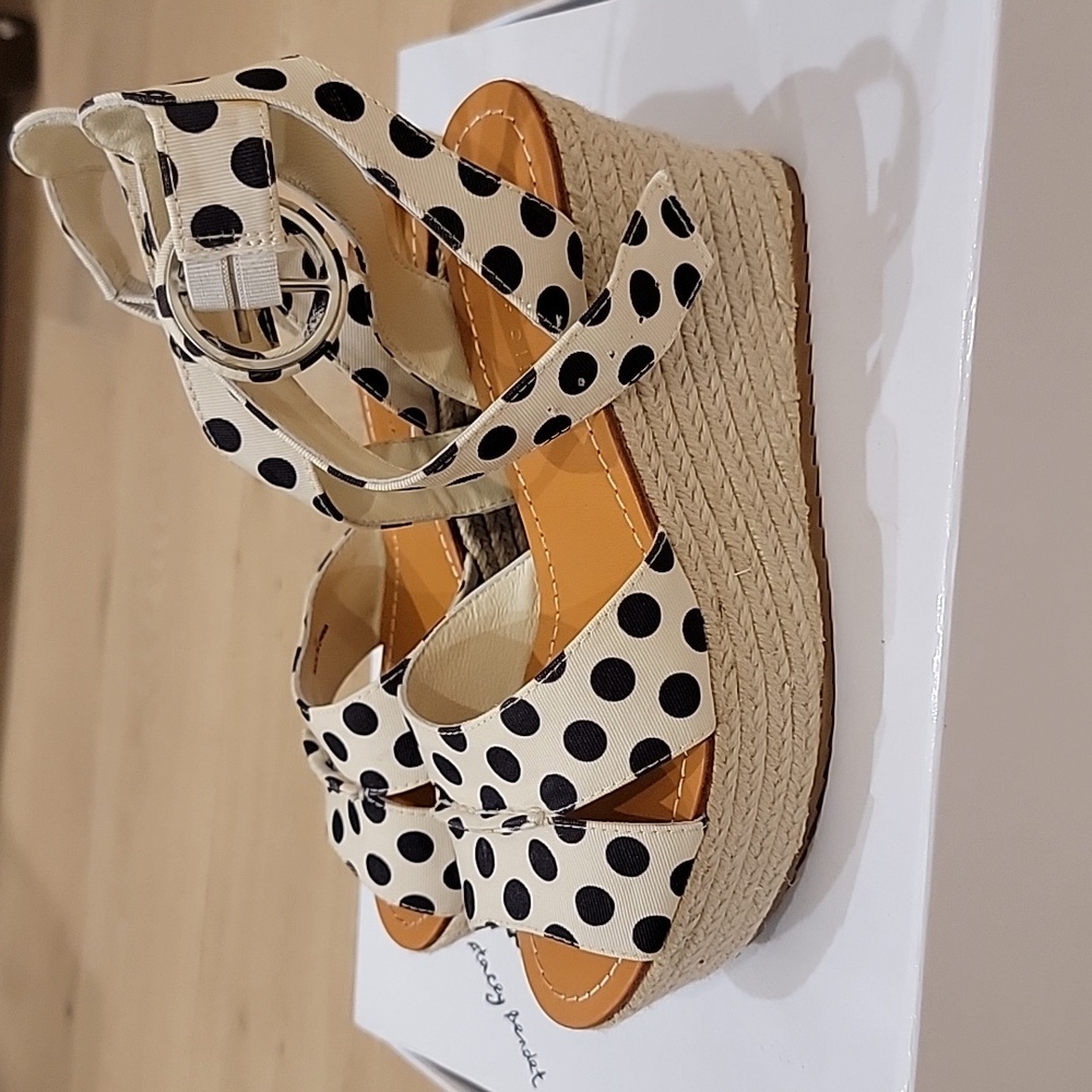 Alice + Olivia Black and White Polka Dot Sandals